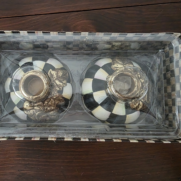 MacKenzie-Childs Courtly Check Pumpkin Candlestick Holders - Picture 3 of 13